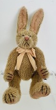 Russ Berrie Mohair Hare Rabbit Poseable Bendy Ears Vintage Edition Cream Bow
