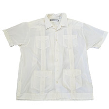 Monte Carlo Guayabera Shirt  Mexico Size L 42/44 Yellow Cuban 4 Pockets