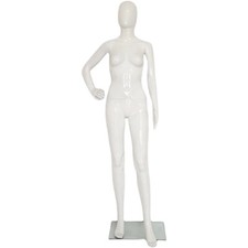 Full Size Female Mannequin – Gloss White Egg Head Display with Base