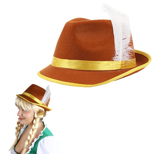 Brown bavarian oktoberfest hat - brown,