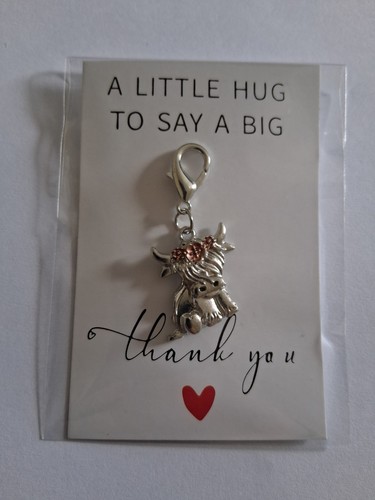 Highland cow charm thank you - cow,