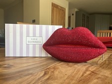Lulu Guinness Red Swarovski And Snake Leather Lips Clutch Bag