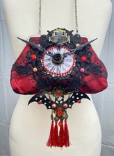 Halloween Bag, Red Lace, Bat