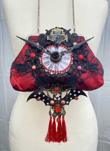 Halloween bag red lace bat - halloween,