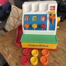Fisher Price Vintage Till Cash Register with Six Coins