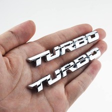 2x 3D Metal TURBO Logo Emblem Badge Decal Stickers Car Exterior Body Accessories