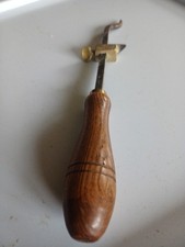 Antique Vintage Wood Iron Brass Tin Opener 9.5 " Long