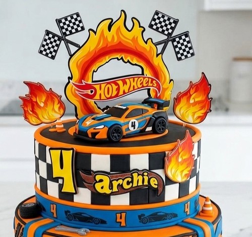 Hot wheels cars race - race, cake