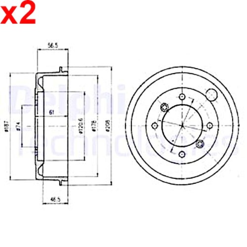Brake drum delphi - 2x, mg