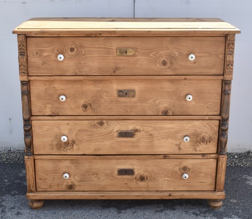 Antique pine chest four - antique,