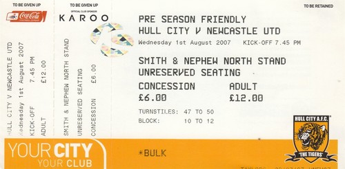 Ticket hull city v newcastle - v,
