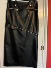 ZARA NWOT Faux Leather Maxi Skirt, 18" Split At Rear. SZ 10. (M). 35" Long