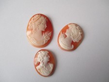 Cameo brooch panel vintage x 3 - lot B
