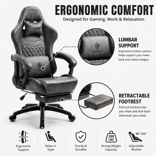Dowinx gaming chair - chair, grey