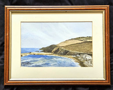 2 x UNIQUE WATERCOLOUR PAINTINGS : GORRAN HAVEN, CORNWALL, COAST : 26cm x 21cm