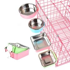 Puppy Dog Crate Cage Hang Crock Stand Food & Water Feeding Bowl Dish Fit Station