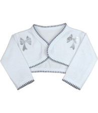 BabyPrem Baby Girls Clothes White Bolero Cardigan Shrug with Silver Bows 0-9m