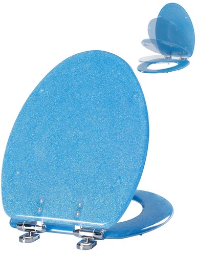 Elongated blue toilet seat - elongated,