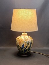 Rare Moorcroft Windrush Table Lamp Debbie Hancock 2001 Yellow Iris Blue Ground