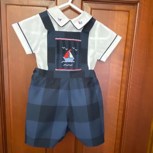 Baby navy smocked romper - baby,