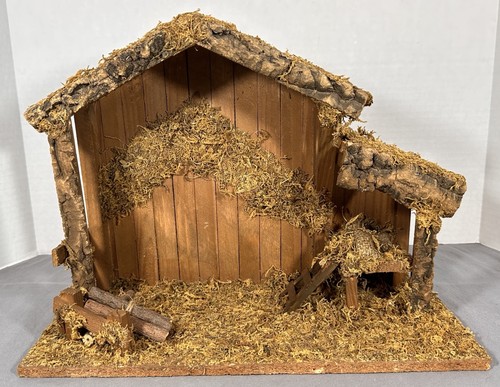 Rustic wood nativity stable - wood,