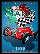 METAL VINTAGE SHABBY-CHIC TIN SIGN ALFA CORSE PLAQUE / FRIDGE MAGNET