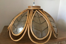 Vintage LARGE Bamboo Capiz Shell Lamp Shade Retro Light Shade Mid Century Boho