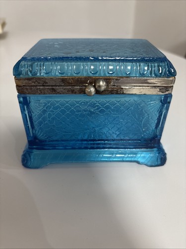 Antique glass jewel casket - antique,