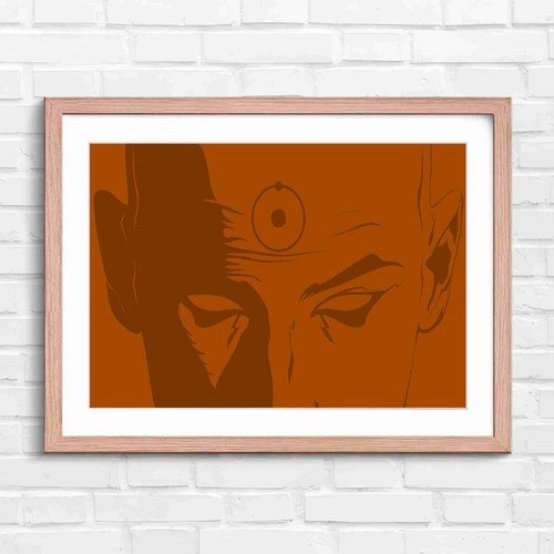 Blue meditating monk face - meditating,