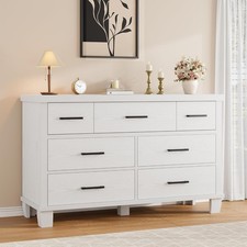 7-Drawer Wooden Dresser Wooden Storage Chest with Metal Handles for Living Room