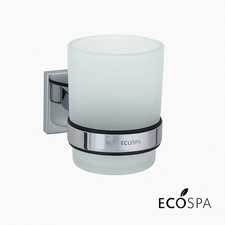 ECOSPA Toothbrush Holder / Drinking Glass Tumbler in Chrome Bathroom Cloakroom