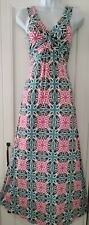 Womens Boden Blue Pink Floral Twist Waist Jersey Sleeveless Maxi Dress 6 Vgc
