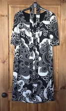 Linea black and white print lined belted dress, 14