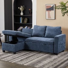 Sofa Bed with Storage Convertible L Shaped Corner Sofa 3 Seater Pull Out Sofa