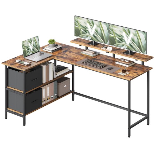 Shaped desk with spacious - l,