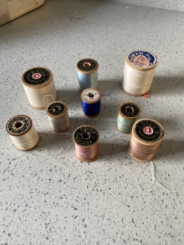 Vintage wooden cotton reels - cotton,