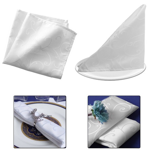 Polyester damask napkins white - napkins,