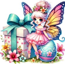 Watercolour Easter Fairy Wall Art Bedroom Laptop Van Vinyl Sticker Decal 6 Sizes