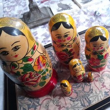 Vintage USSR Matryoshka Hand Painted Nesting Dolls Large 16cm 6 Pieces