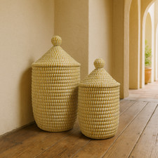 2x Laundry Basket Wicker Set