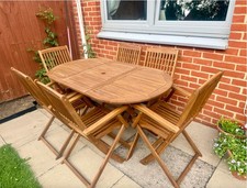 Wooden Garden Table and Chairs Outdoor Dining Set Large Folding Furniture 6 Seat