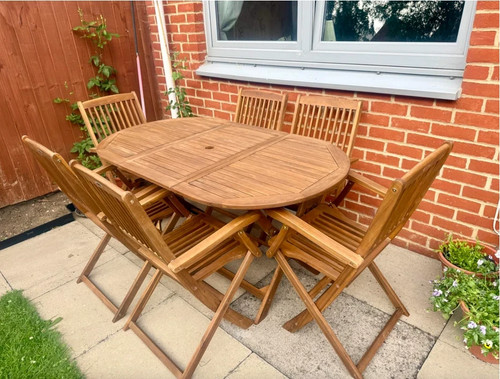 Wooden garden table and - table,