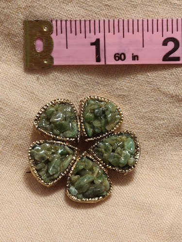 Vintage green stone four leaf - stone,