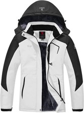 Womens Winter Jacket Waterproof Ski Fleece Coat White 2XL