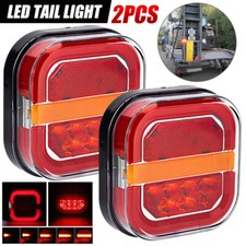2x 12v 24v LED Rear Tail Lights Stop Brake Dynamic Indicator Lamp Truck Trailer