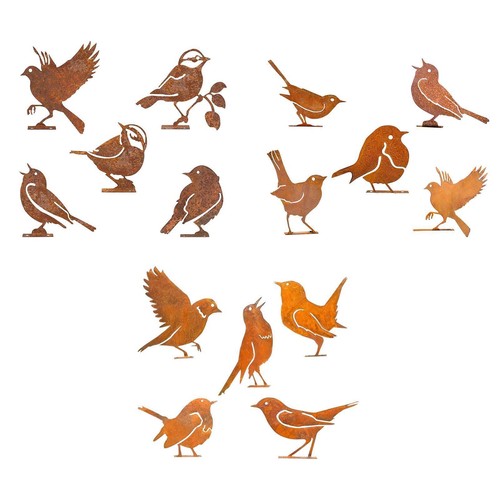 5pcs iron bird statues metal - iron,