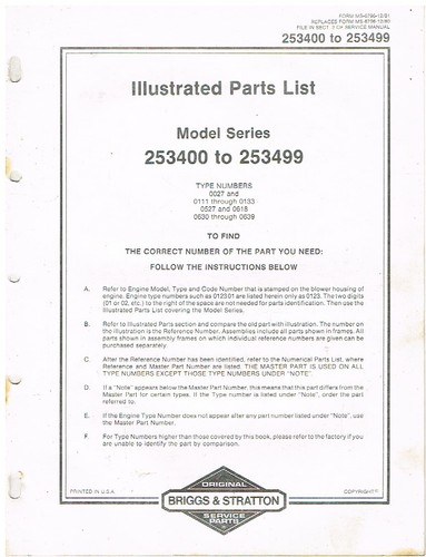 Briggs stratton cyl 253400 - stratton,