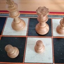 Vintage Wooden Chess Set(Black King missing, with original Box). Without board.