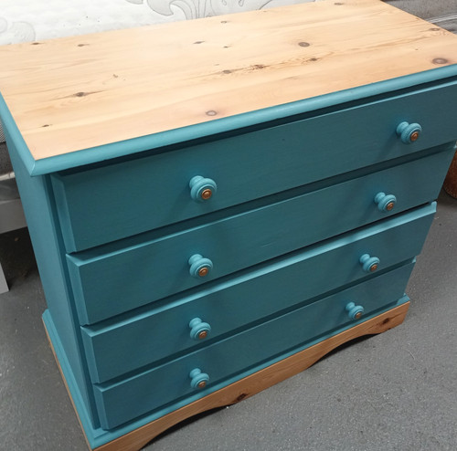 Teal gold pine chest - gold,