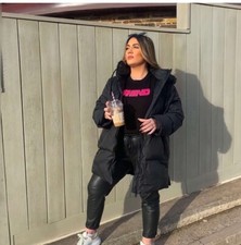 ZARA WOMEN NEW WATER AND WIND PROTECTION HOODED DOWN COAT 8073/232  BLACK L